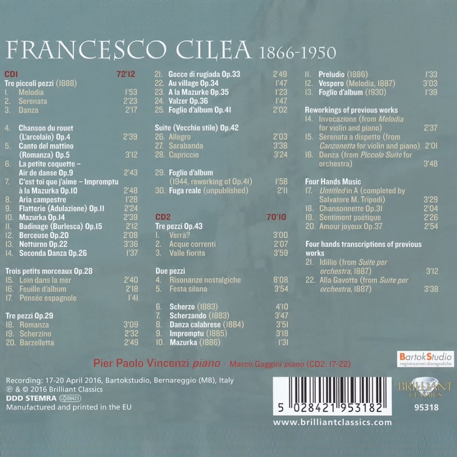 Cilea: Complete Piano Music 